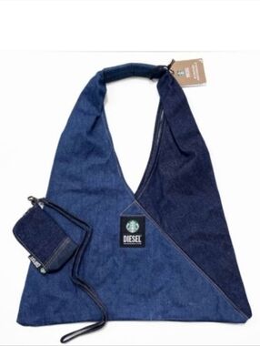 DIESEL Blue Denim Triangle Tote Bag